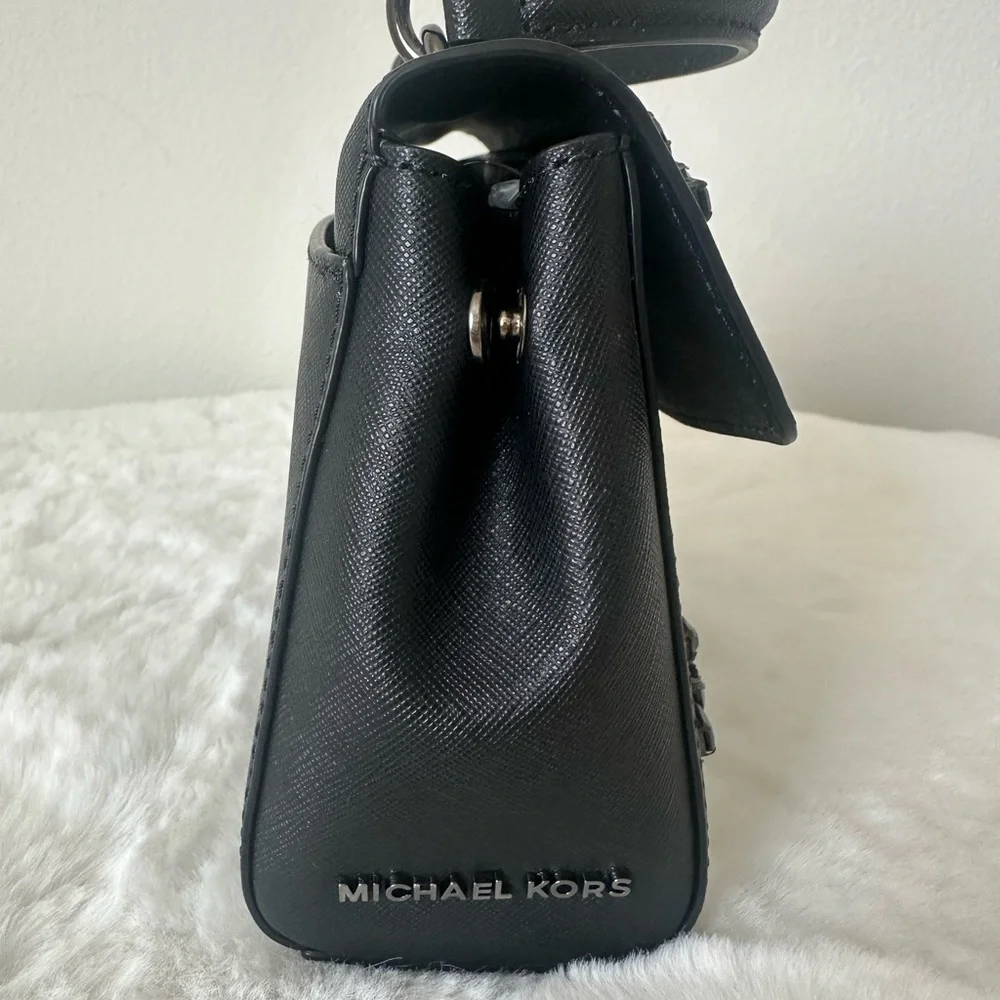 Michael Kors Black Mini Bag with Jeweled Floral Embellishments - Picture 5 of 10